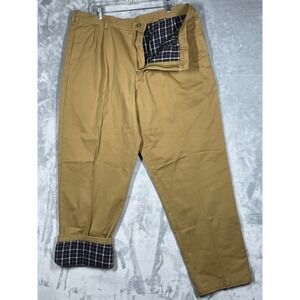 LL Bean Comfort Waist Khaki Pleated Lined Pants Men Size 44x36